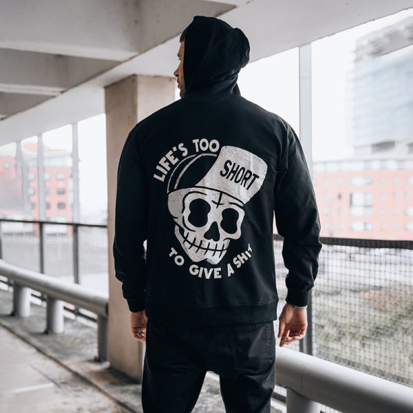 Life's Too Short To Give A Shit Printed Casual Men's Loose Hoodie