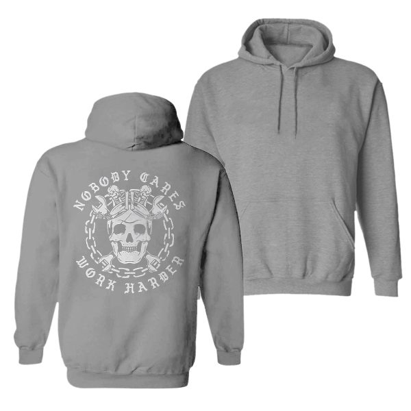 Skull Nobody Cares Work Harder Printed Men's Casual Hoodie