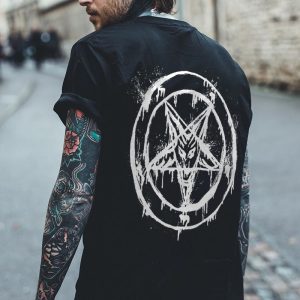 Baphomet print casual loose t-shirt designer