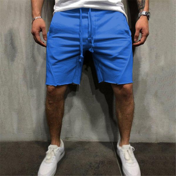 Pure Color Drawstring Running Men'S Shorts