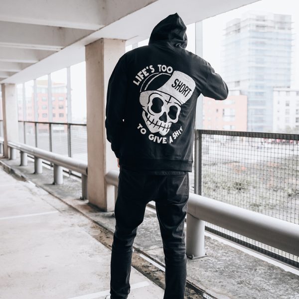 Life's Too Short To Give A Shit Printed Casual Men's Loose Hoodie