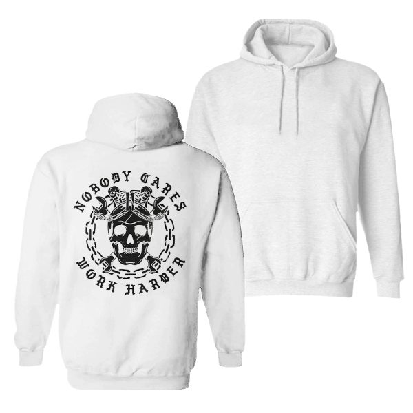 Skull Nobody Cares Work Harder Printed Men's Casual Hoodie