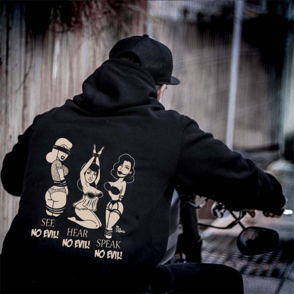 See No Evil Hear No Evil Speak No Evil Printed Casual Men's Hoodie